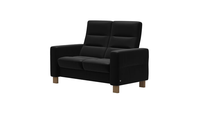 Stressless Wave 2 Seater Sofa in Batick Black Leather